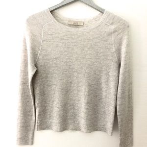 LOFT White/Gray Leopard Print Crew Neck Sweater